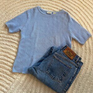 Baby Blue 100% Cotton Knit Top by Vintage Classic Elements